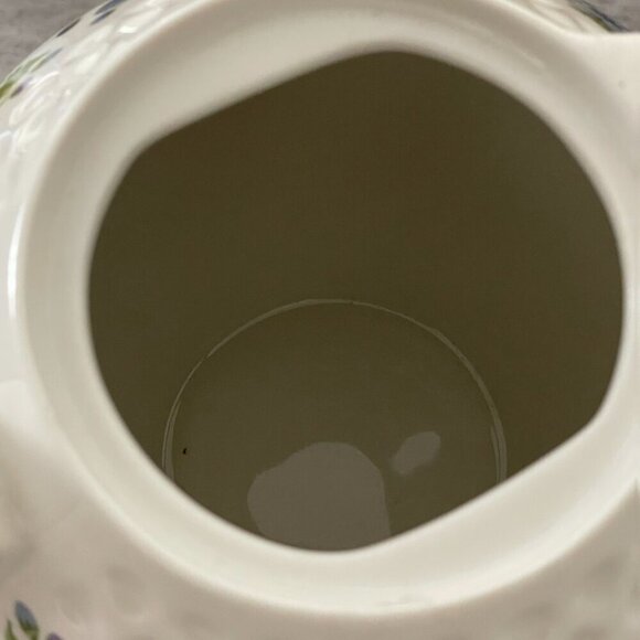 Vintage MCM Iroquois Ben Seibel Intaglio Purple Blue Flower Lidded Teapot USA 9" - Picture 9 of 10